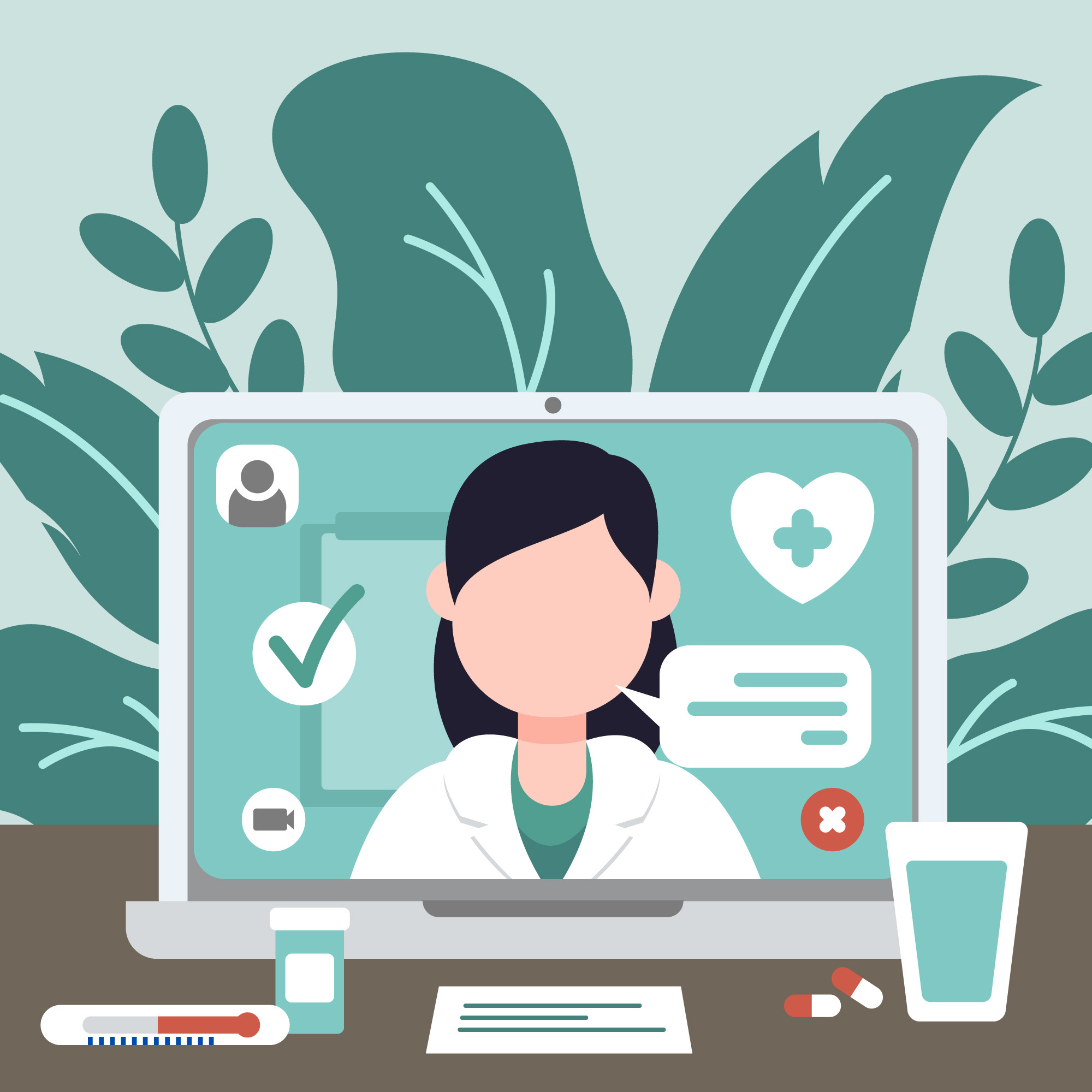 A thumbnail with a remote consultation with a doctor virtually